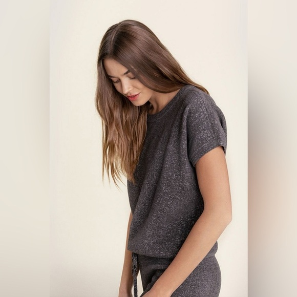 Barefoot Dreams CozyChic Ultra Lite Dolman Short Sleeve Pullover Charcoal Sz XS - Picture 4 of 12